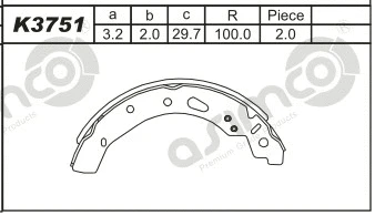K3751 ASIMCO Комплект тормозных колодок (фото 1)