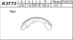 K3773 ASIMCO Комплект тормозных колодок (фото 1)