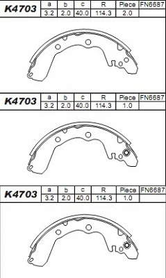 K4703 ASIMCO Комплект тормозных колодок (фото 1)