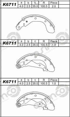 K6711 ASIMCO Комплект тормозных колодок (фото 1)
