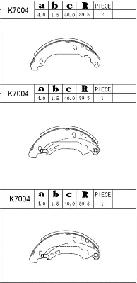 K7004 ASIMCO Комплект тормозных колодок (фото 1)