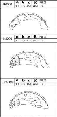 K8000 ASIMCO Комплект тормозных колодок (фото 1)