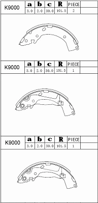 K9000 ASIMCO Комплект тормозных колодок (фото 1)