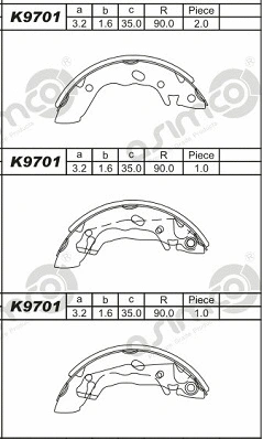 K9701 ASIMCO Комплект тормозных колодок (фото 1)