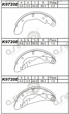 K9720E ASIMCO Комплект тормозных колодок (фото 1)