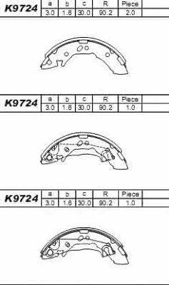 K9724 ASIMCO Комплект тормозных колодок (фото 1)