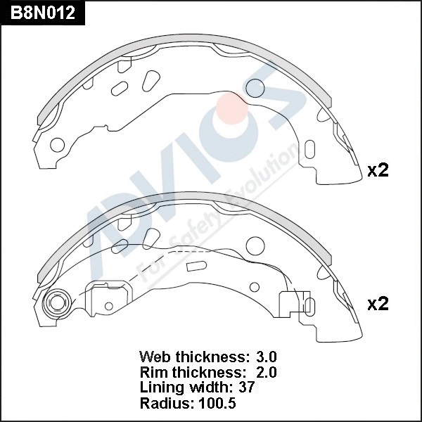 B8N012 ADVICS Комплект тормозных колодок (фото 1)