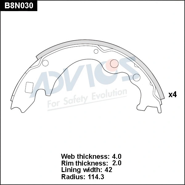 B8N030 ADVICS Комплект тормозных колодок (фото 1)