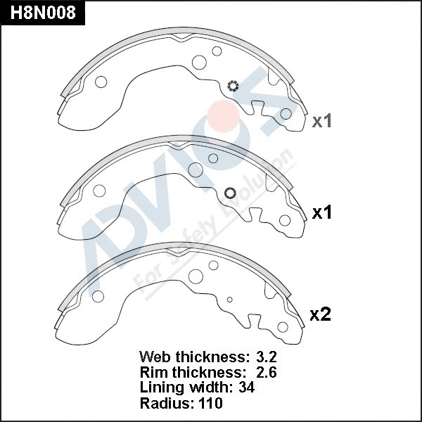 H8N008 ADVICS Комплект тормозных колодок (фото 1)