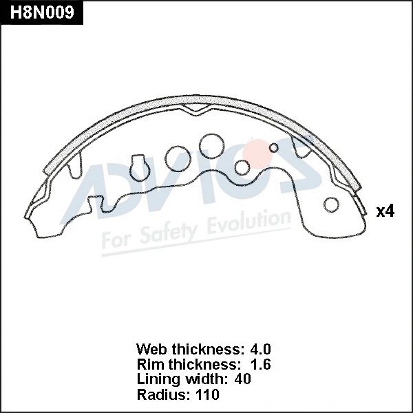 H8N009 ADVICS Комплект тормозных колодок (фото 1)