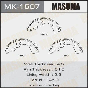 MK-1507 MASUMA Комплект тормозных колодок (фото 1)