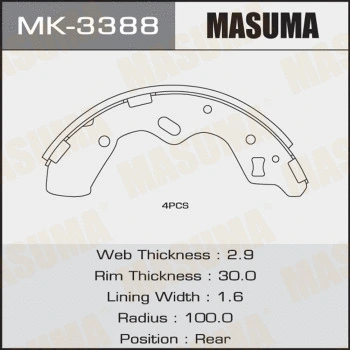 MK-3388 MASUMA Комплект тормозных колодок (фото 1)