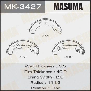 MK-3427 MASUMA Комплект тормозных колодок (фото 1)