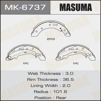 MK-6737 MASUMA Комплект тормозных колодок (фото 1)