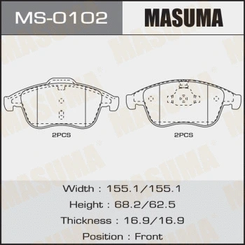MS-0102 MASUMA Комплект тормозных колодок (фото 1)