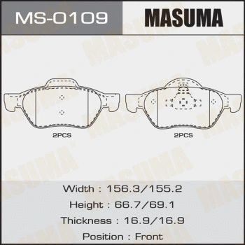 MS-0109 MASUMA Комплект тормозных колодок (фото 1)