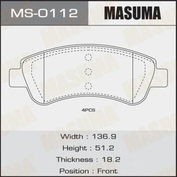 MS-0112 MASUMA Комплект тормозных колодок (фото 1)
