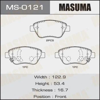 MS-0121 MASUMA Комплект тормозных колодок (фото 1)