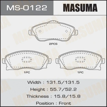 MS-0122 MASUMA Комплект тормозных колодок (фото 1)