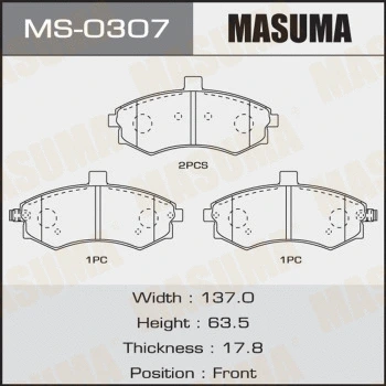 MS-0307 MASUMA Комплект тормозных колодок (фото 1)