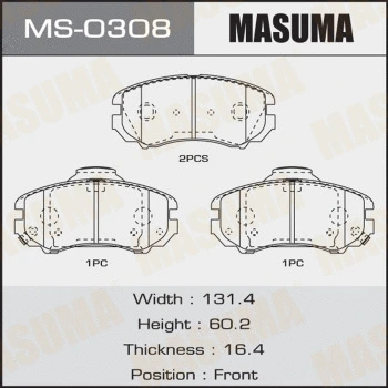 MS-0308 MASUMA Комплект тормозных колодок (фото 1)