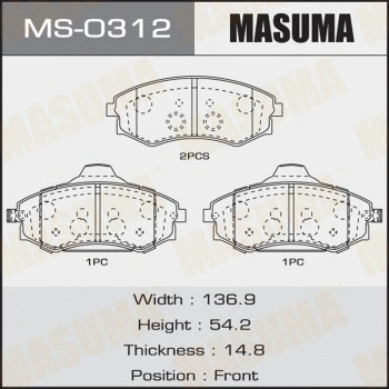 MS-0312 MASUMA Комплект тормозных колодок (фото 1)