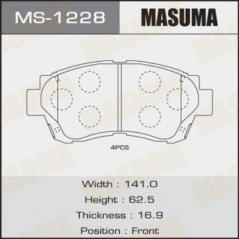 MS-1228 MASUMA Комплект тормозных колодок (фото 1)