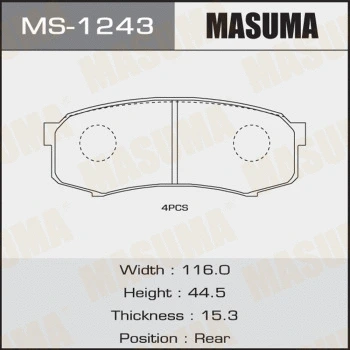 MS-1243 MASUMA Комплект тормозных колодок (фото 1)