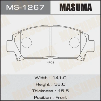 MS-1267 MASUMA Комплект тормозных колодок (фото 1)