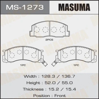 MS-1273 MASUMA Комплект тормозных колодок (фото 1)