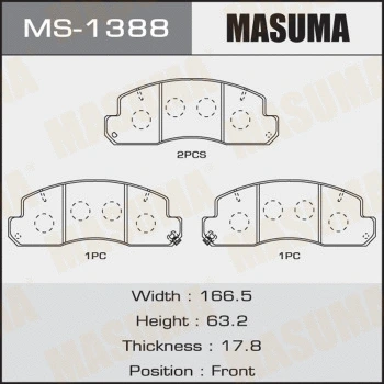 MS-1388 MASUMA Комплект тормозных колодок (фото 1)