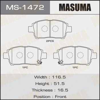 MS-1472 MASUMA Комплект тормозных колодок (фото 1)