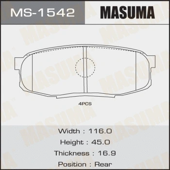 MS-1542 MASUMA Комплект тормозных колодок (фото 1)