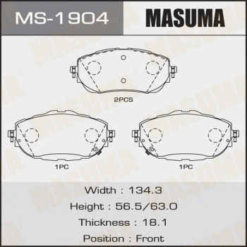 MS-1904 MASUMA Комплект тормозных колодок (фото 1)