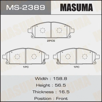 MS-2389 MASUMA Комплект тормозных колодок (фото 1)