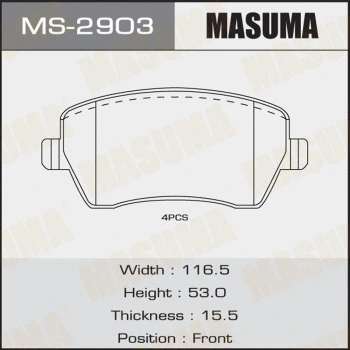 MS-2903 MASUMA Комплект тормозных колодок (фото 1)