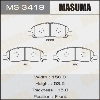 MS-3419 MASUMA Комплект тормозных колодок (фото 1)