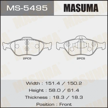 MS-5495 MASUMA Комплект тормозных колодок (фото 1)