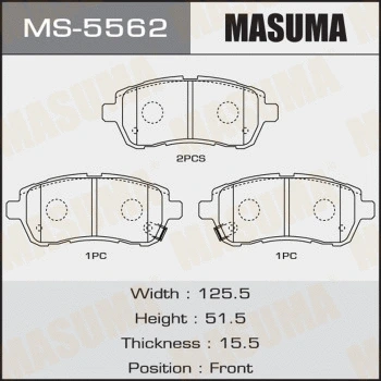 MS-5562 MASUMA Комплект тормозных колодок (фото 1)