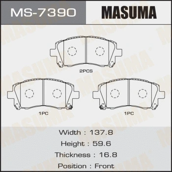 MS-7390 MASUMA Комплект тормозных колодок (фото 1)