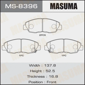MS-8396 MASUMA Комплект тормозных колодок (фото 1)