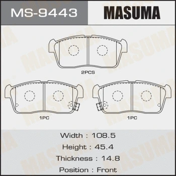 MS-9443 MASUMA Комплект тормозных колодок (фото 1)