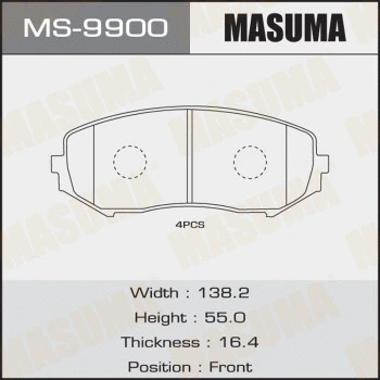 MS-9900 MASUMA Комплект тормозных колодок (фото 1)