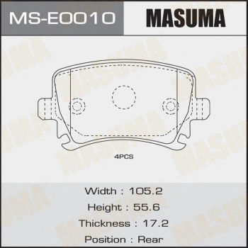 MS-E0010 MASUMA Комплект тормозных колодок (фото 1)