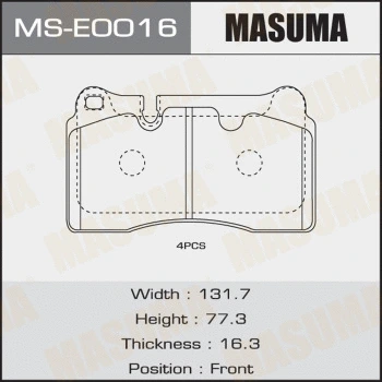 MS-E0016 MASUMA Комплект тормозных колодок (фото 1)