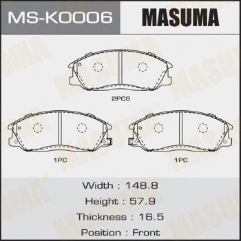 MS-K0006 MASUMA Комплект тормозных колодок (фото 1)