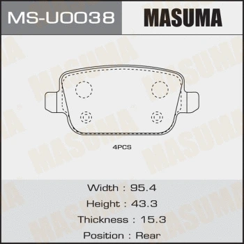 MS-U0038 MASUMA Комплект тормозных колодок (фото 1)