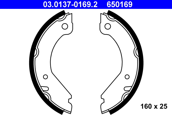 03.0137-0169.2 ATE Комплект тормозных колодок, стояночная тормозная система (фото 1)