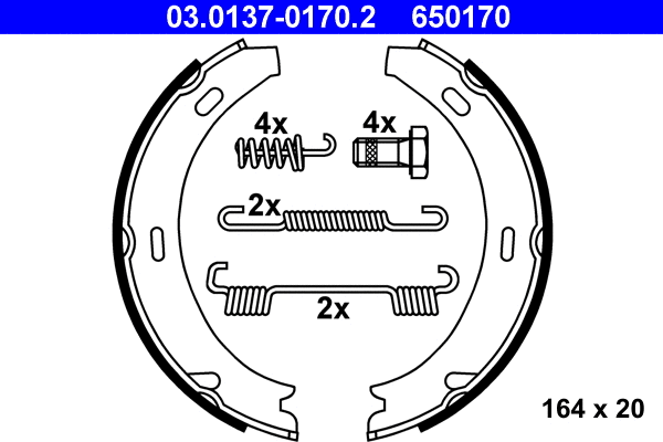 03.0137-0170.2 ATE Комплект тормозных колодок, стояночная тормозная система (фото 1)