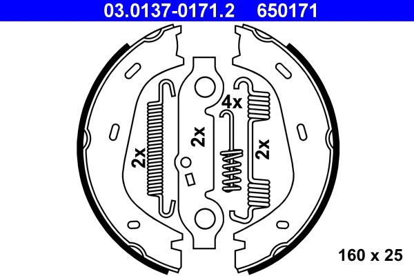 03.0137-0171.2 ATE Комплект тормозных колодок, стояночная тормозная система (фото 1)